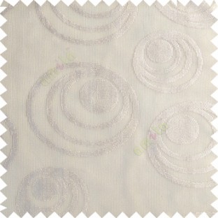 Beige color geometric circles texture layers honeycomb pattern with transparent net background polyester sheer curtain