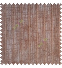 Dark chocolate brown color vertical stripes texture base cotton finished background with transparent fabric small dots sheer curtain
