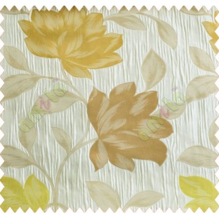 Floral big flower lime green gold brown silver crush technical polyester main curtain designs