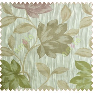 Floral big flower pink green peach silver crush technical polyester main curtain designs
