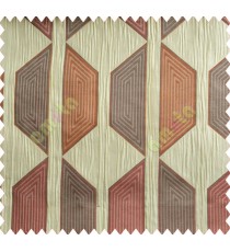 Contemporary diamond hexagon purple orange brown beige copper crush technical polyester main curtain designs