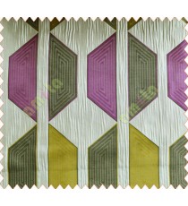 Contemporary diamond hexagon purple yellow lime black grey crush technical polyester main curtain designs