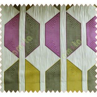 Contemporary diamond hexagon purple yellow lime black grey crush technical polyester main curtain designs