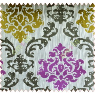 Big damask contemporary purple yellow lime black grey crush technical polyester main curtain designs