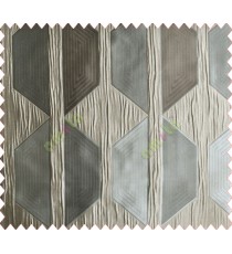 Contemporary diamond hexagon brown grey coffee crush technical polyester main curtain designs