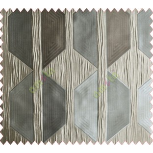 Contemporary diamond hexagon brown grey coffee crush technical polyester main curtain designs