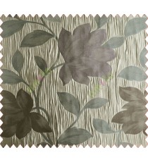 Floral big flower brown grey coffee crush technical polyester main curtain designs