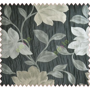 Floral big flower black brown grey crush technical polyester main curtain designs
