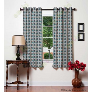 Polka dots aqua blue brown white crush technical polyester main curtain designs