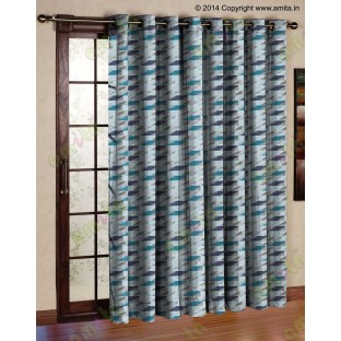Rectangular brick slate design aqua blue brown white crush technical polyester main curtain designs