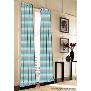 Horizontal stripes gradient aqua blue brown white crush technical polyester main curtain designs