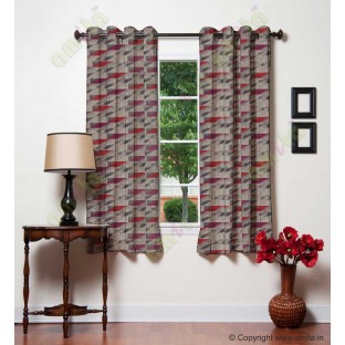 Rectangular brick slate design maroon pink brown grey crush technical polyester main curtain designs