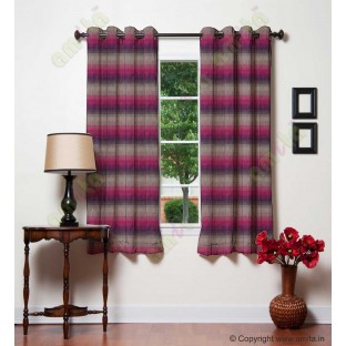 Horizontal stripes gradient maroon pink brown grey crush technical polyester main curtain designs