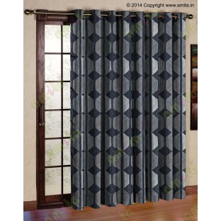 Contemporary diamond hexagon black brown grey crush technical polyester main curtain designs
