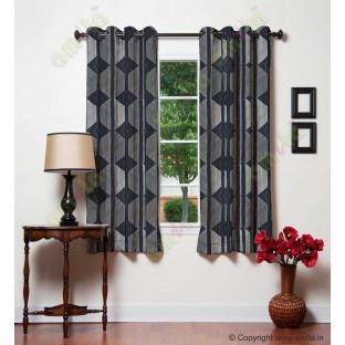 Contemporary diamond hexagon black brown grey crush technical polyester main curtain designs