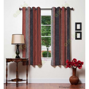 Orange Worm Stripes with Black Silver Light Red Colour Stripes Poly Main Curtain-Designs