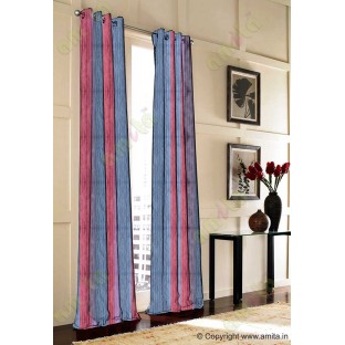 Navy Blue Worm Stripes with Black Red Purple Colour Stripes Poly Main Curtain-Designs