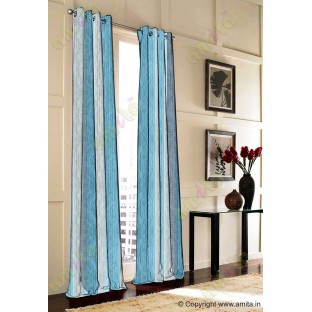 Blue Worm Stripes with Black Beige Light Blue Colour Stripes Poly Main Curtain-Designs