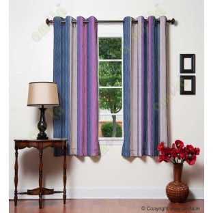 Navy Blue Worm Stripes with Purple Beige Dark Purple Colour Stripes Poly Main Curtain-Designs