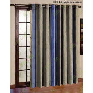 Beige Worm Stripes with Ink Blue Navy Blue  Colour Stripes Poly Main Curtain-Designs