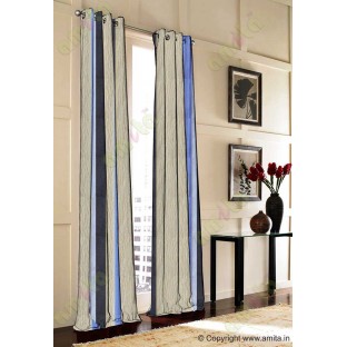 Beige Worm Stripes with Ink Blue Navy Blue  Colour Stripes Poly Main Curtain-Designs