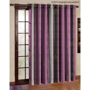Pink Worm Stripes with Black Grey Dull Pink Colour Stripes Poly Main Curtain-Designs