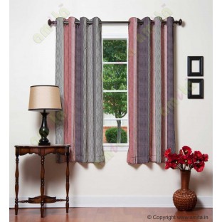 Grey Light Red Worm Stripes with Black Silver Light Red Colour Stripes Poly Main Curtain-Designs - 104163