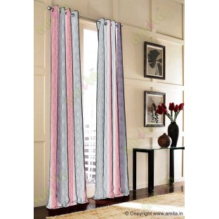 Grey Light Red Worm Stripes with Black Silver Light Red Colour Stripes Poly Main Curtain-Designs - 104163