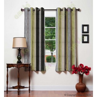 Light Brown Worm Stripes with Green Black Khaki Colour Stripes Poly Main Curtain-Designs
