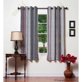 Black Red Silver Grey Pipe Stripes Main Poly Curtain-Designs