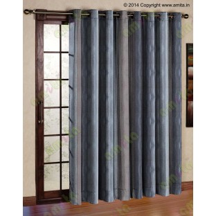 Brown Silver Black Pipe Stripes Main Poly Curtain-Designs
