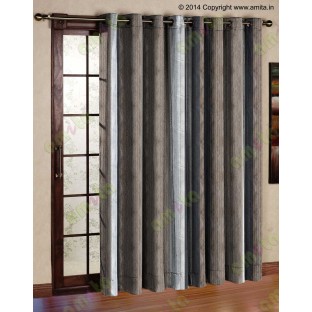 Brown Worm Stripes with Silver Khaki Black Colour Stripes Poly Main Curtain-Designs