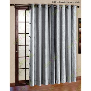Grey Worm Stripes with Black Colour Stripes Poly Main Curtain-Designs