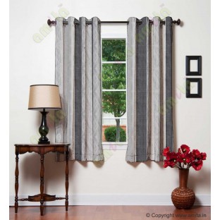 Grey Worm Stripes with Black Colour Stripes Poly Main Curtain-Designs