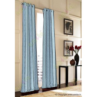 Black Blue Silver Pipe Stripes Main Poly Curtain-Designs