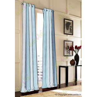 Blue Worm Stripes with Silver Black Colour Stripes Poly Main Curtain-Designs