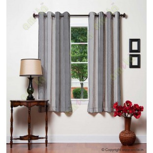 Grey Silver Pipe Stripes Main Poly Curtain-Designs