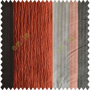 Orange Worm Stripes with Black Silver Light Red Colour Stripes Poly Main Curtain-Designs
