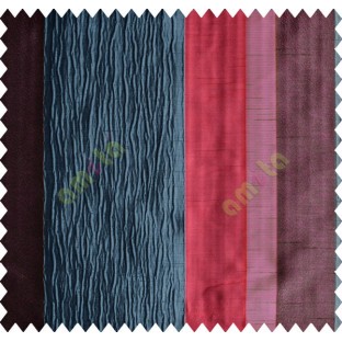 Navy Blue Worm Stripes with Black Red Purple Colour Stripes Poly Main Curtain-Designs