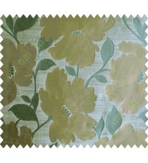 Blue Brown Grey Natural Flower Polycotton Main Curtain-Designs