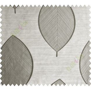 Black Brown Banyan Leaf Polycotton Main Curtain-Designs