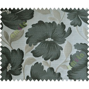 Black Brown Beige Natural Flower Polycotton Main Curtain-Designs