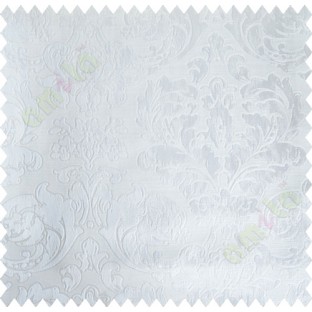 Pure White Damask Design Polycotton Main Curtain-Designs