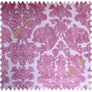 Pink Beige Damask Design Polycotton Main Curtain-Designs