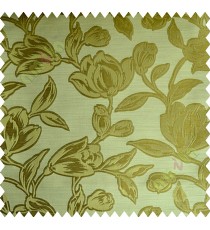 Yellow Green Floral Leaf Buds Polycotton Main Curtain-Designs