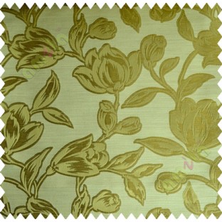 Yellow Green Floral Leaf Buds Polycotton Main Curtain-Designs