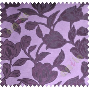 Dark Purple Floral Leaf Buds Polycotton Main Curtain-Designs