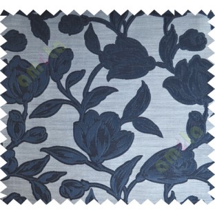 Black Brown Floral Leaf Buds Polycotton Main Curtain-Designs