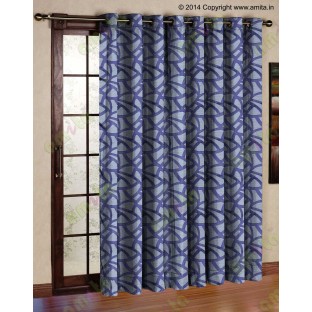 White Ink Blue Abstract Polycotton Main Curtain-Designs