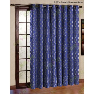 White Royal Blue Football Cover Linen Main Curtain-Designs